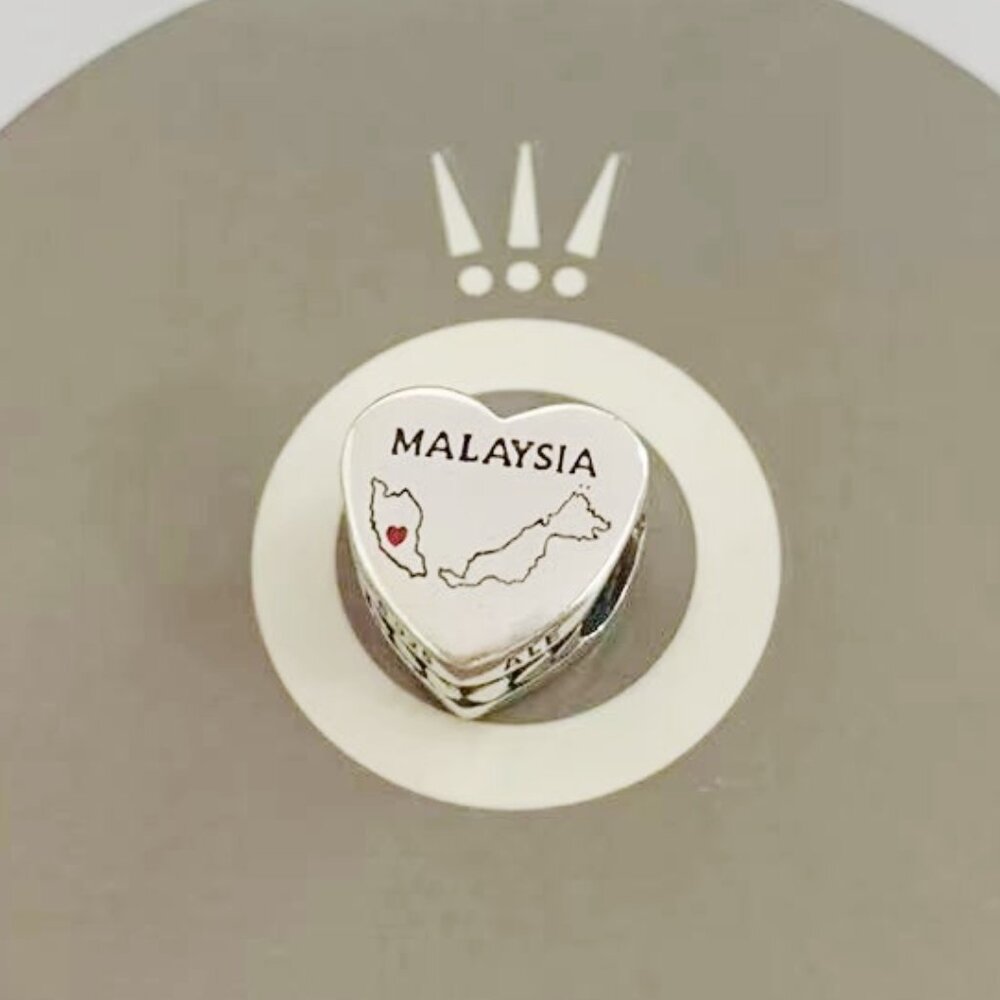 Pandora Malaysia Map I Love Malaysia Heart Charm